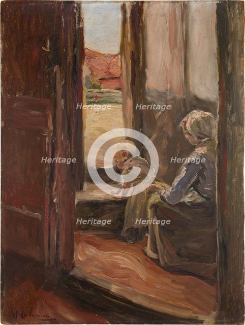The first step (Mother and Child, small sketch), 1890. Creator: Max Liebermann.