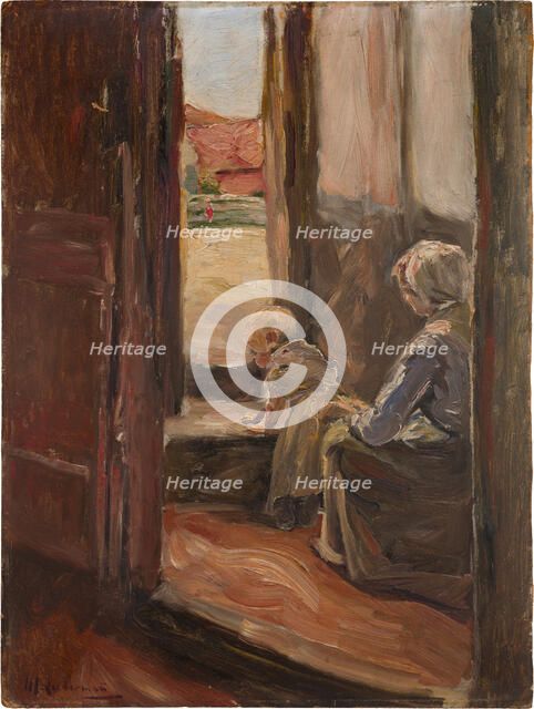 The first step (Mother and Child, small sketch), 1890. Creator: Max Liebermann.