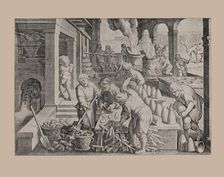 The first sugar refinery in Antwerp, Early 17th century. Creator: Galle, Theodor (1571-1633)