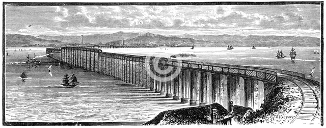 The first Tay Bridge from the south, Scotland, 1900. Artist: Unknown