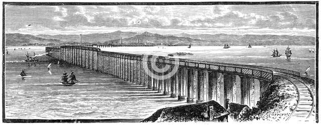 The first Tay Bridge from the south, Scotland, 1900. Artist: Unknown