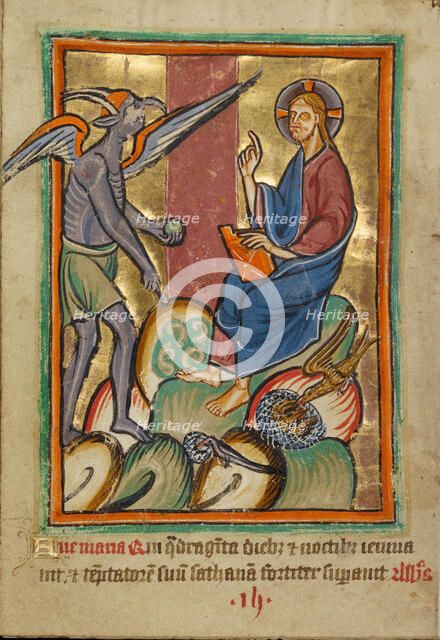 The First Temptation, about 1190-1200; text added about 1480-1490. Creator: Unknown.