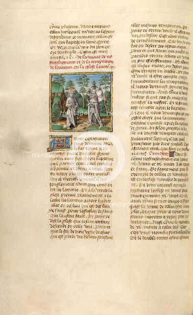 The First Temptation of Christ; Miroir Historial, about 1475. Creator: Unknown.