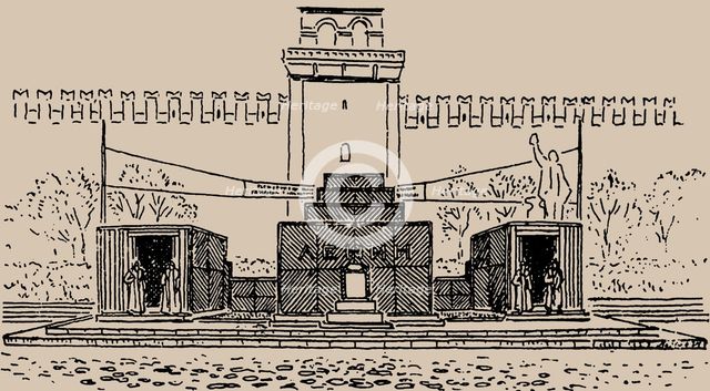 The first temporary Lenin Mausoleum, 1924.