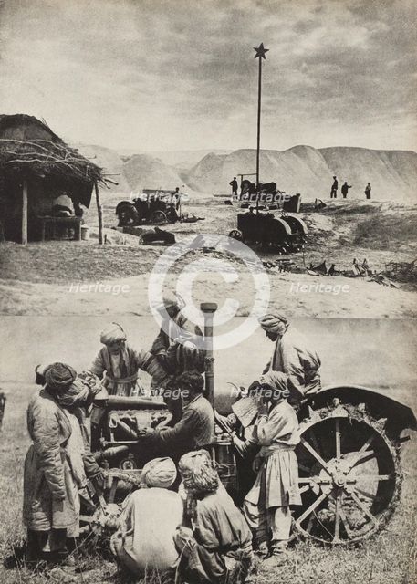The first Tractor. Illustration from USSR Builds Socialism, 1933. Creator: Lissitzky, El (1890-1941).
