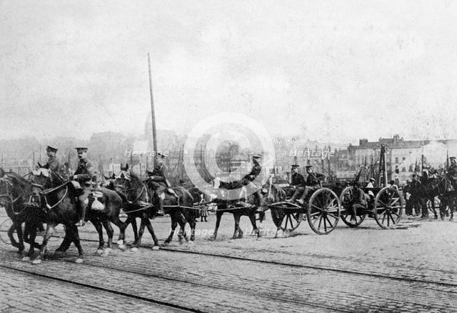 The first units of the British Expeditionary Force in Boulogne, Northern France, 1914 (1920). Artist: Unknown