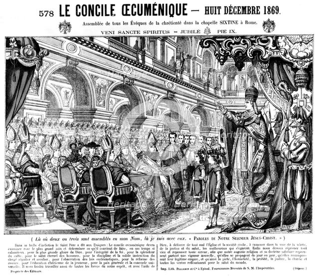 The First Vatican Council, Rome, 8 December 1869. Artist: Unknown