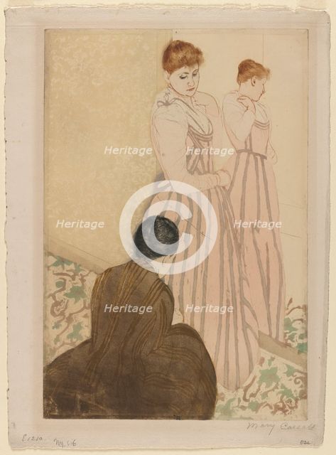 The Fitting, 1890-1891. Creator: Mary Cassatt (American, 1844-1926).