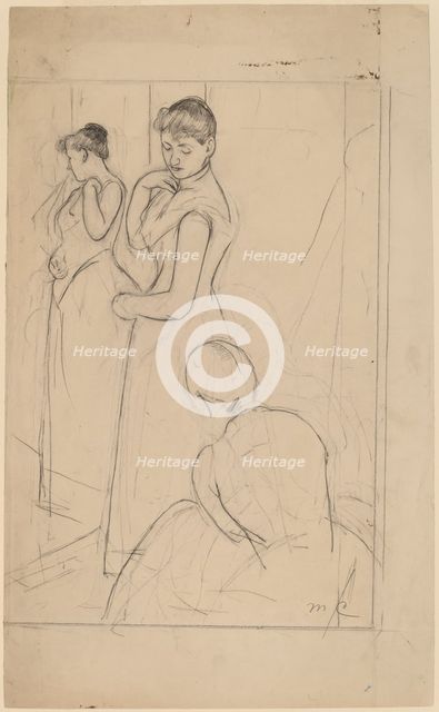 The Fitting [recto], 1890-1891. Creator: Mary Cassatt.