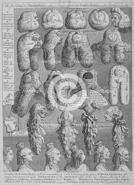 'The five orders of perriwigs' 1761. Artist: William Hogarth