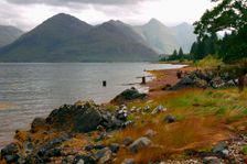 The Five Sisters of Kintail from across Loch Duich, Highland, Scotland