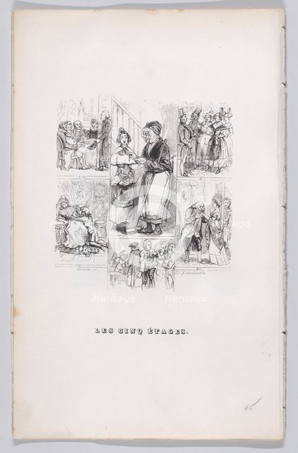 The Five Stages from The Complete Works of Béranger, 1836. Creator: Henry Isidore Chevauchet.