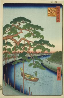 The Five Pines on the Onagi River (Onagigawa Gohonmatsu), from the series "One Hundred..., 1856. Creator: Ando Hiroshige