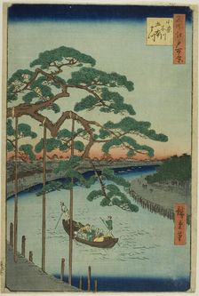 The Five Pines on the Onagi River (Onagigawa Gohonmatsu), from the series "One Hundred..., 1856. Creator: Ando Hiroshige