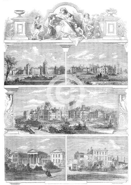 The Five Principal Institutions founded by the late Dr. Andrew Reed, 1862. Creator: Unknown.