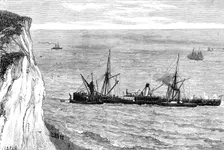 The Flamingo ashore at St. Margaret's Bay, near the South Foreland, 1881. Creator: Unknown