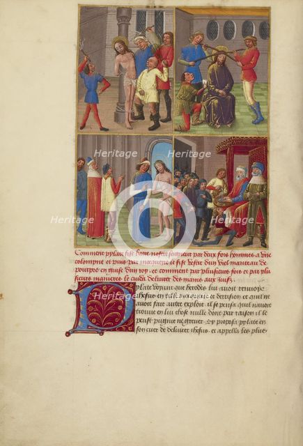 The Flagellation: The Crowning with Thorns: The Mocking of Christ..., about 1480-1490. Creators: Master of Guillaume Lambert, Workshop of Master of Guillaume Lambert.