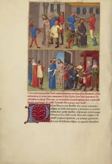 The Flagellation: The Crowning with Thorns: The Mocking of Christ..., about 1480-1490. Creators: Master of Guillaume Lambert, Workshop of Master of Guillaume Lambert