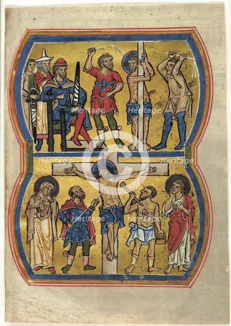 The Flagellation and The Crucifixion, from a Psalter, about 1239. Creator: Unknown.