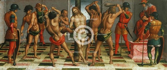 The Flagellation of Christ (Lamentation over the Dead Christ, Predella panel), 1502. Creator: Signorelli, Luca (ca 1441-1523).