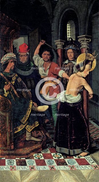 The Flagellation of Saint Engratia, ca 1475. Artist: Bermejo, Bartolomé (ca 1440-ca 1498)