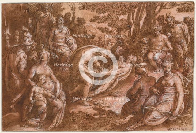 The Flaying of Marsyas, c. 1570-1605. Creator: Jan van der Straet, called Johannes Stradanus (Netherlandish, active Antwerp and Florence, 1523-1605).