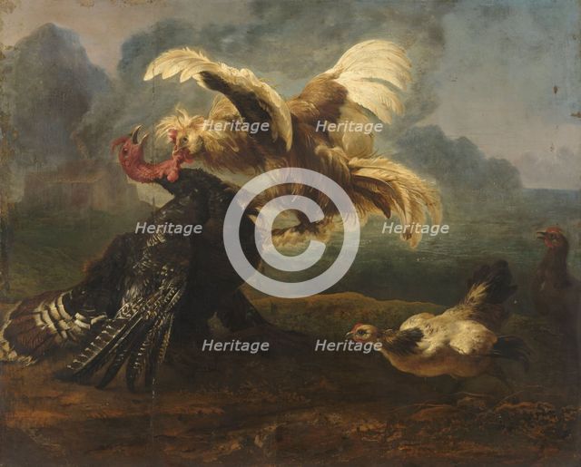 The Flemish Cock and the Turkish Cock, c.1650. Creator: Anon.