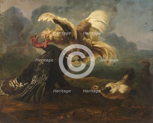 The Flemish Cock and the Turkish Cock, c.1650. Creator: Anon.