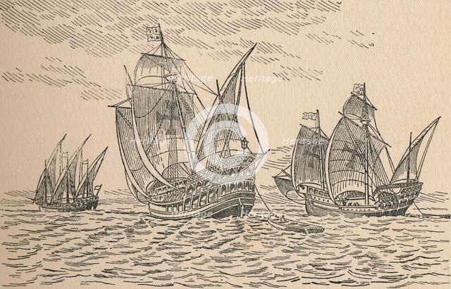 'The Fleet of Columbus', 1916. Artist: Unknown.