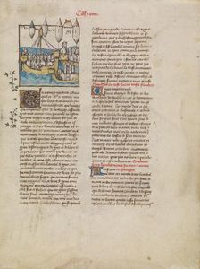 The Fleet of Hannibal Sailing to Spain; Histoire ancienne jusqu'à César, about 1390-1400. Creator: First Master of the Bible historiale of Jean de Berry