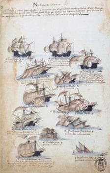 The fleet of Pedro Álvares Cabral in 1500. From Livro das Armadas, ca 1568