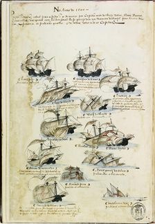 The fleet of Pedro Álvares Cabral in 1500. From Livro das Armadas, ca 1568. Creator: Anonymous