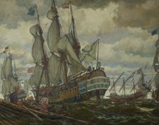 The fleet of Peter I, 1909. Artist: Lanceray (Lansere), Evgeny Evgenyevich (1875-1946)