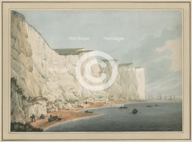 The Fleet Off the Coast, Beachy Head, c. 1790-1805. Creator: Samuel Atkins (British, 1760-1810).