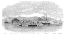 The Fleet in China under Admiral Jones assembled off Kintang prior to the occupation of Chusan, 1860 Creator: Unknown