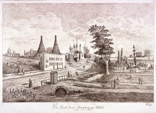 The Fleet River near Bagnigge Wells, St Pancras, London, c1800. Artist: Anon