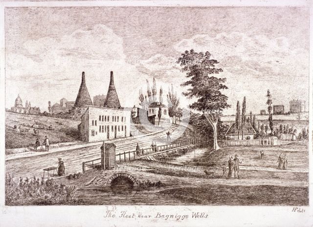 The Fleet River near Bagnigge Wells, St Pancras, London, c1800. Artist: Anon