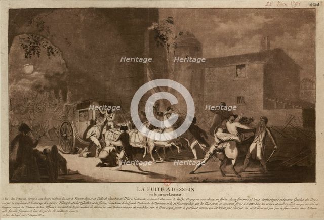 The Flight to Varennes (Fuite à Varennes), 1791. Creator: Guyot, Laurent (1756-1808).