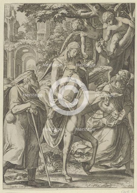 The Flight into Egypt, 1571. Creator: Cornelis Cort.