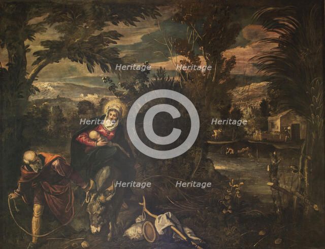 The flight into Egypt, 1582-1585. Creator: Tintoretto, Jacopo (1518-1594).
