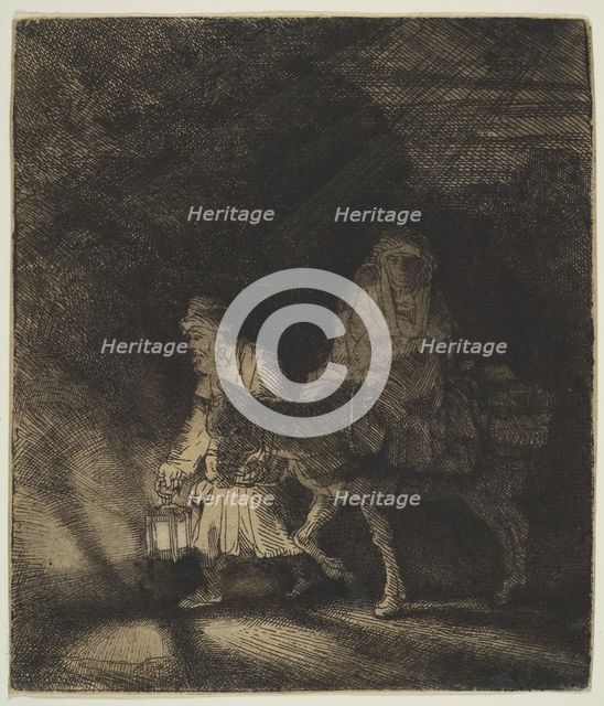 The Flight into Egypt: a Night Piece, 1651. Creator: Rembrandt Harmensz van Rijn.