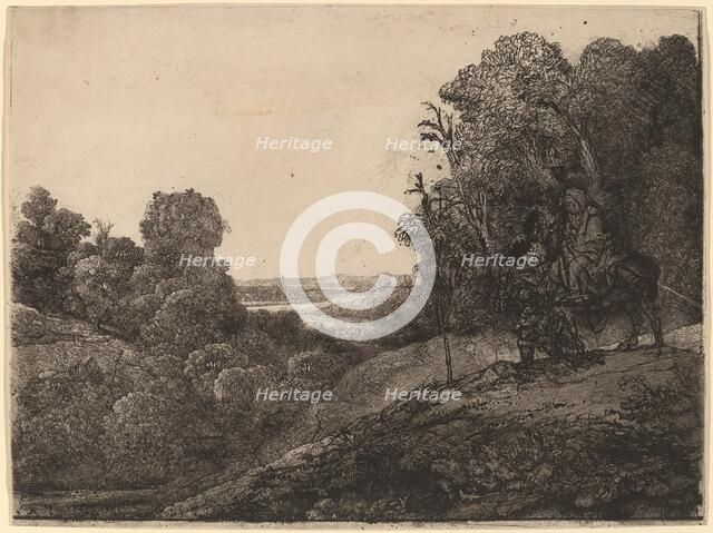 The Flight into Egypt: Altered from Seghers, c. 1653. Creator: Rembrandt Harmensz van Rijn.
