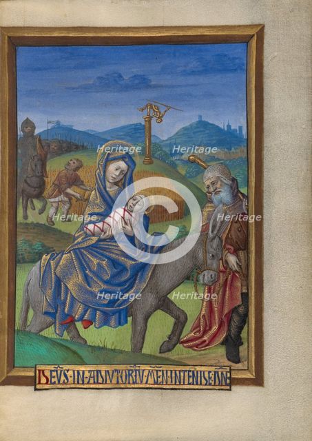 The Flight into Egypt; Book of Hours, about 1480-1490. Creator: Georges Trubert.