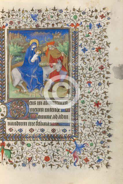 The Flight into Egypt; Book of Hours, about 1415-1420. Creators: Boucicaut Master, Workshop of the Boucicaut Master.
