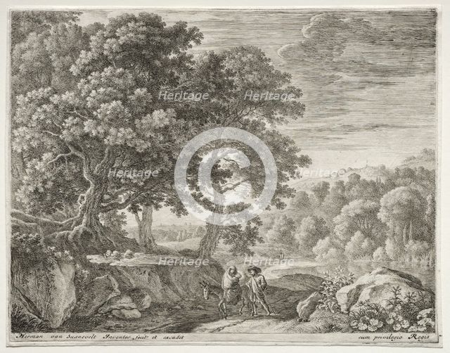 The Flight Into Egypt, c. 1652-1654. Creator: Herman van Swanevelt (Dutch, c. 1600-1655).