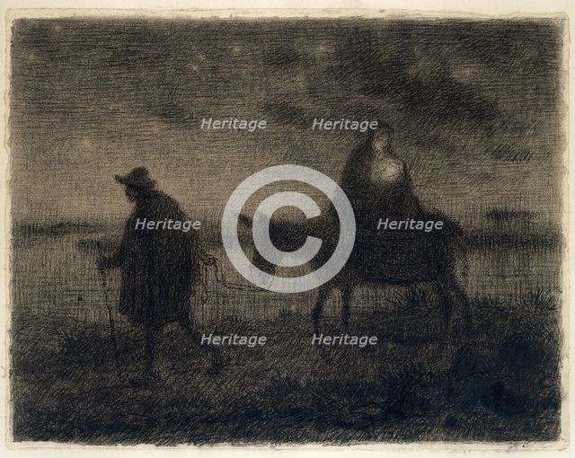 The Flight Into Egypt, c. 1864. Creator: Jean Francois Millet.