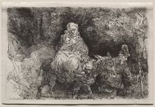 The Flight into Egypt: Crossing a Brook, 1654. Creator: Rembrandt van Rijn (Dutch, 1606-1669)