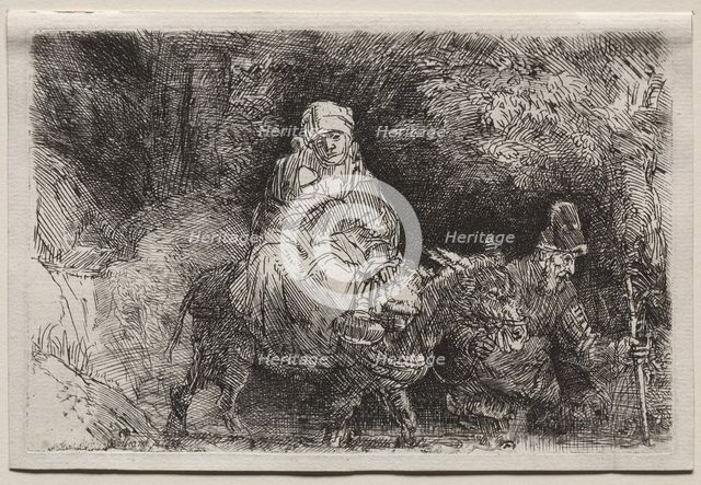 The Flight into Egypt: Crossing a Brook, 1654. Creator: Rembrandt van Rijn (Dutch, 1606-1669).