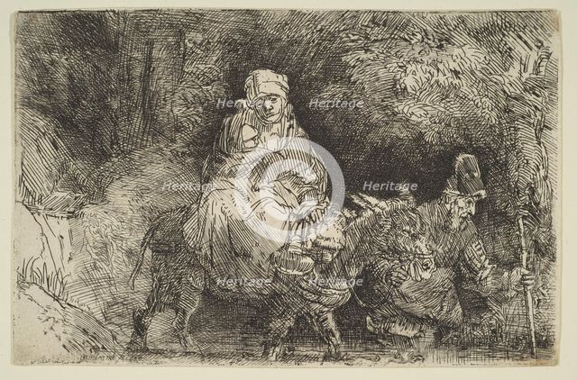 The Flight into Egypt: Crossing a Brook, 1654. Creator: Rembrandt Harmensz van Rijn.