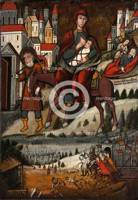 The Flight into Egypt', early 17th century. Creator: Russian icon.